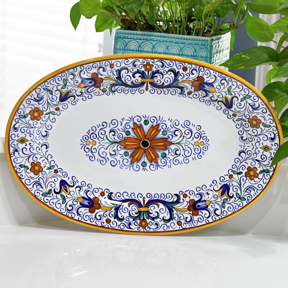 Grazia-Deruta Ceramic For William Sonoma Large Oval Platter Made In Italy